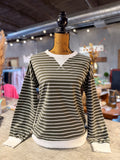 The Olive Stripe Pullover Top • Almost Gone