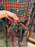 The Holiday Plaid Button Dress