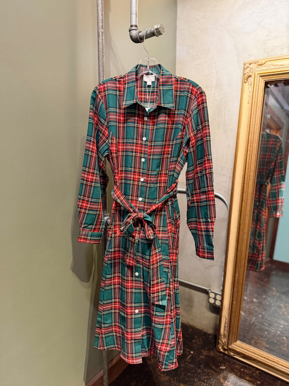 The Holiday Plaid Button Dress