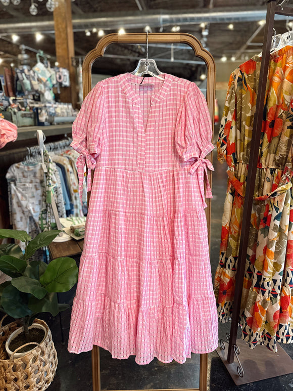 The Jaxe Dress: Pink/White 1 Small
